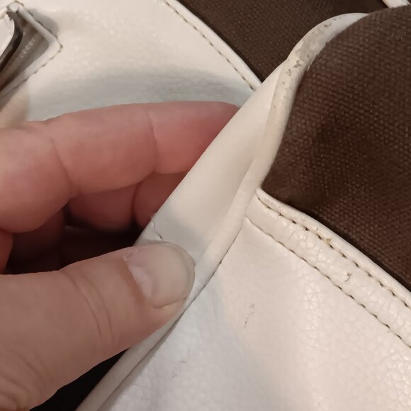 Isaac Mizrahi canvas & faux leather extra large shoulder tote bag purse - Picture 13 of 16